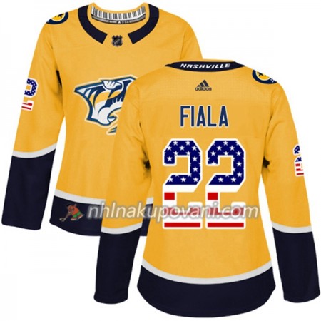 Nashville Predators Dresy Kevin Fiala 22 2017-2018 USA Flag Fashion Zlatá Adidas Authentic - Dámské Nashville Predators Dresy Kevin Fiala 22 2017-2018 USA Flag Fashion Zlatá Adidas Authentic - Dámské
